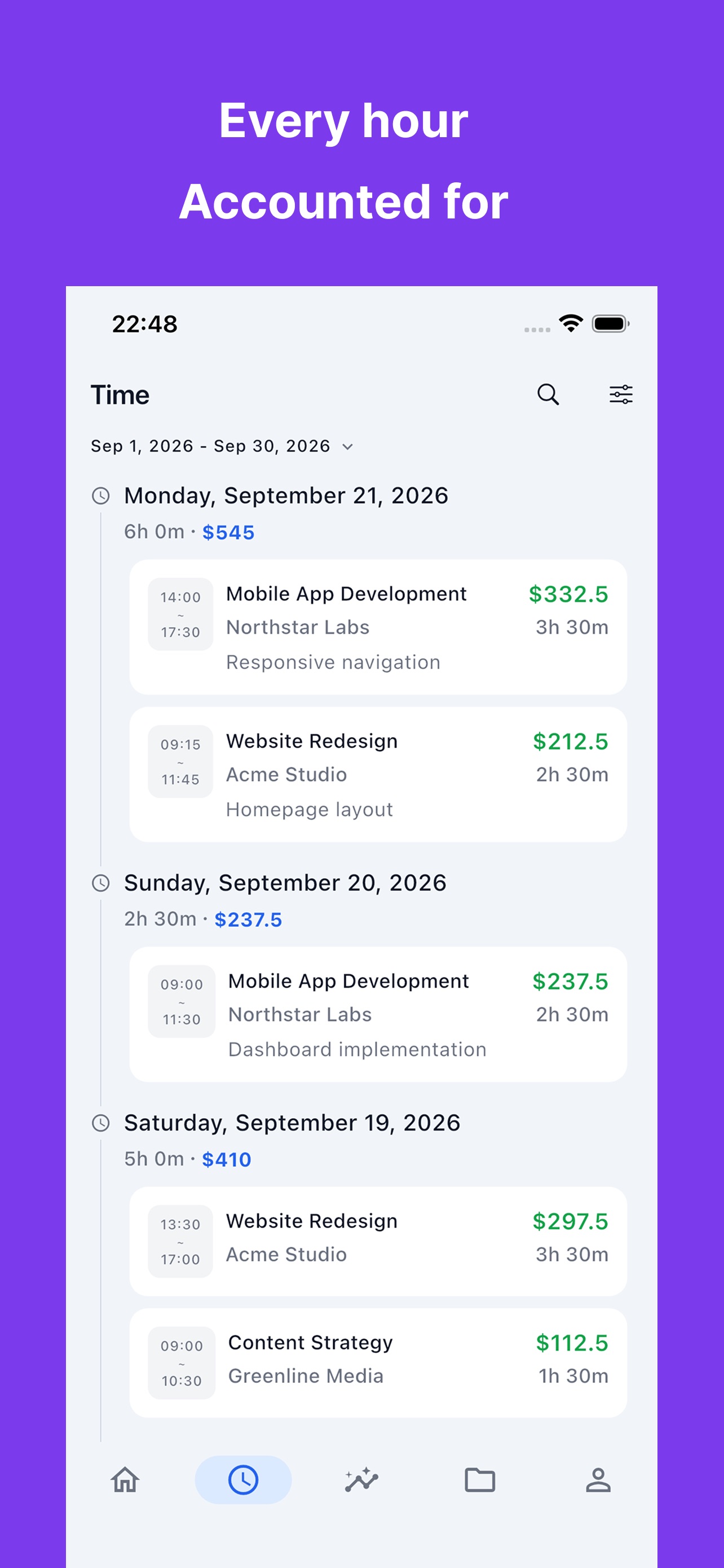Screenshot 3 of Time Ledger – Hours Tracker