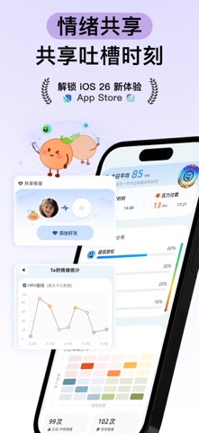 解压小橙子 - HRV心理压力自测 健康监测睡眠习惯 iPhone screenshot 4
