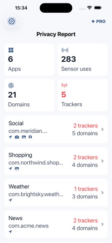 Privacy Report: App Trackers Screenshot 1 of 4