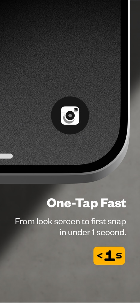 (Not Boring) Camera - The app facilitates rapid photography, allowing users to go from the lock screen to the first snap in under 1 second.