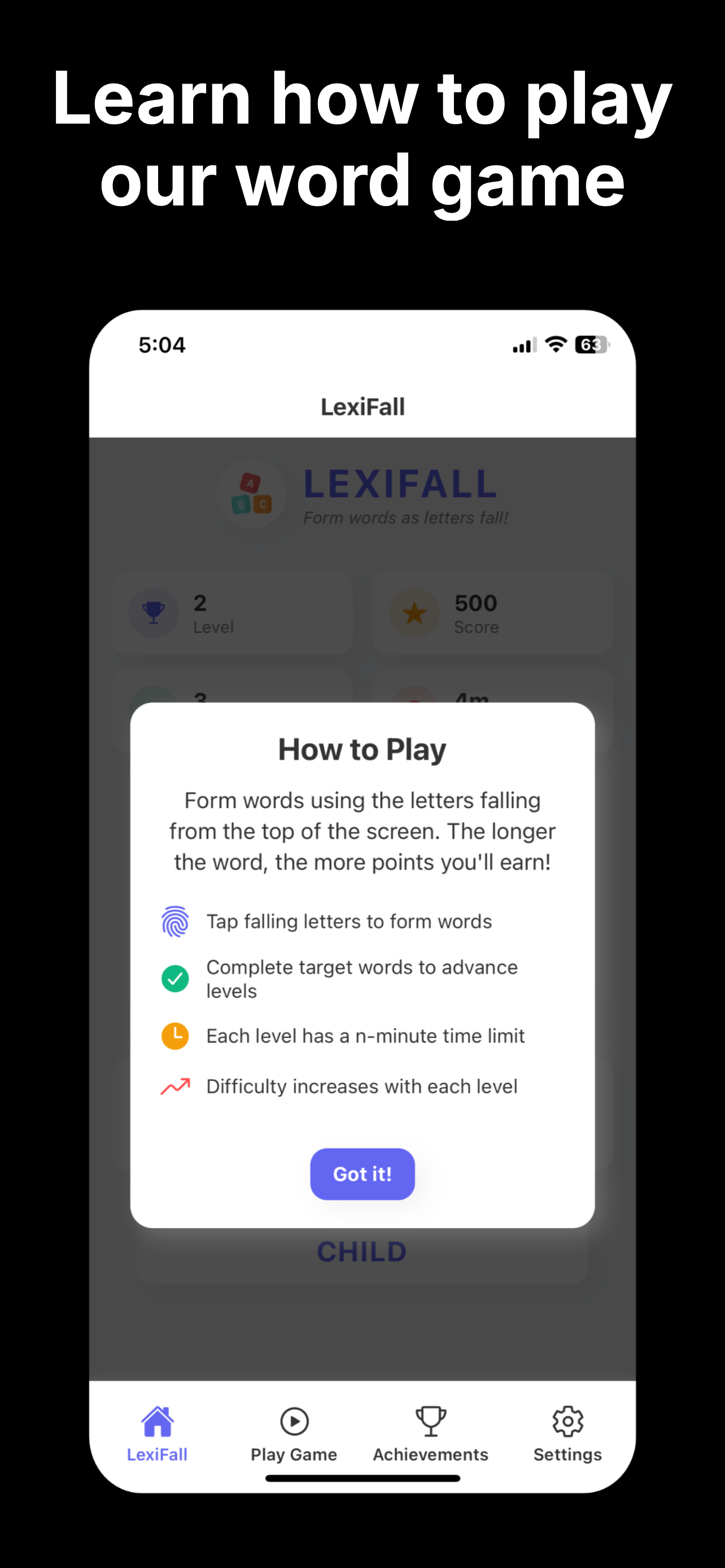 LexiFall: Fast Word Puzzle screenshot 3