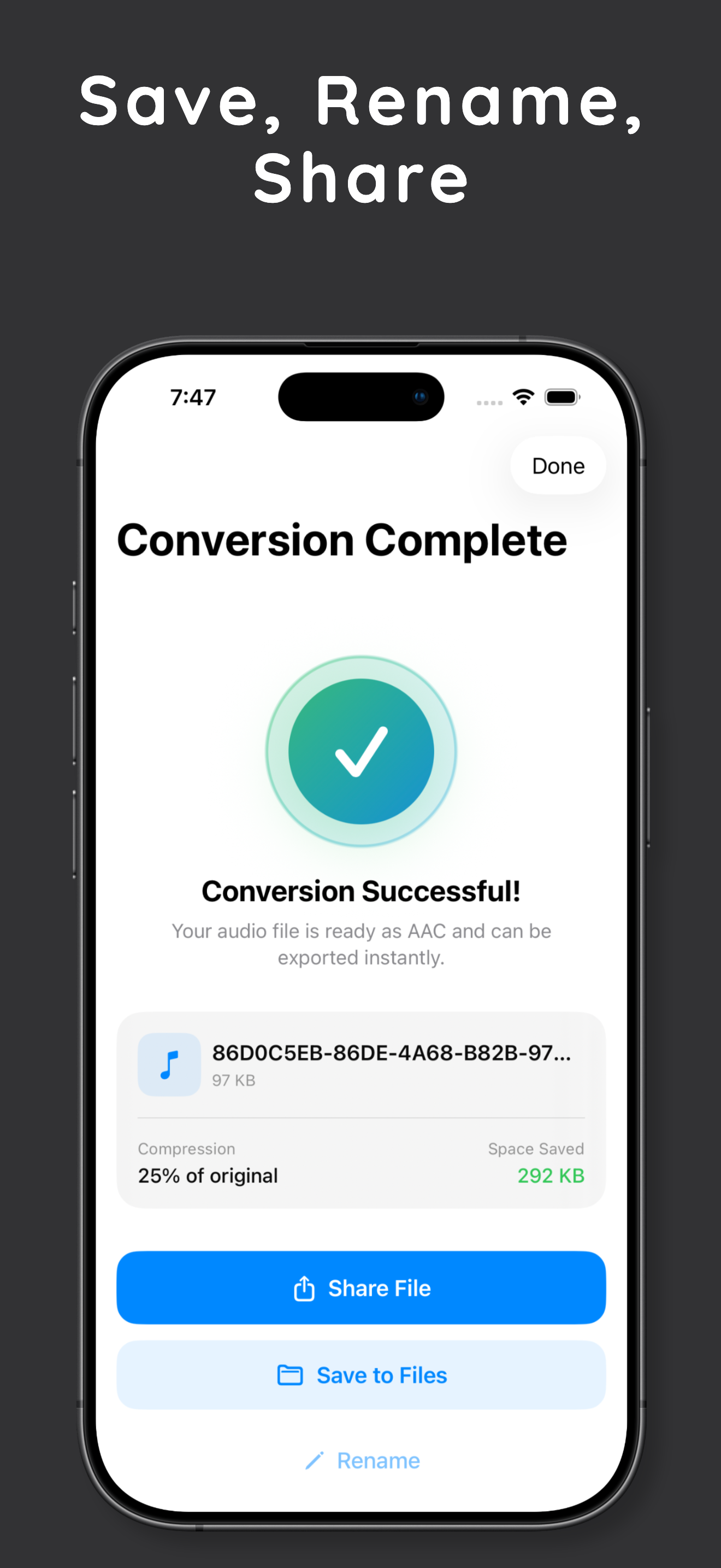 MP3 to AAC – Audio Converter screenshot 3