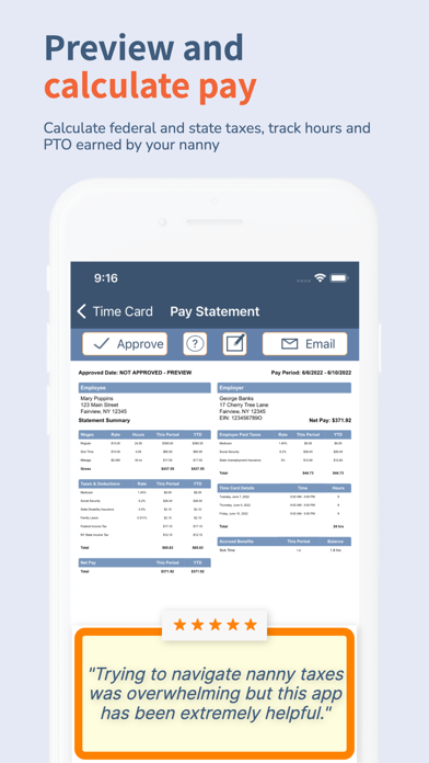 Nanny Paycheck Calculator Screenshot