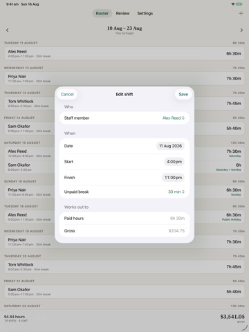 PayPrep iPad screenshot