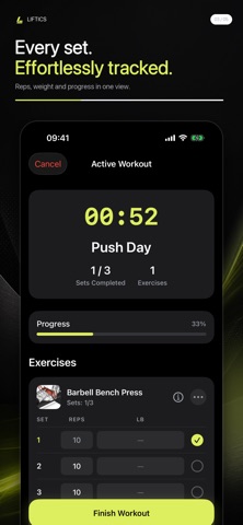 Liftics: Gym Workout Tracker iPhone screenshot