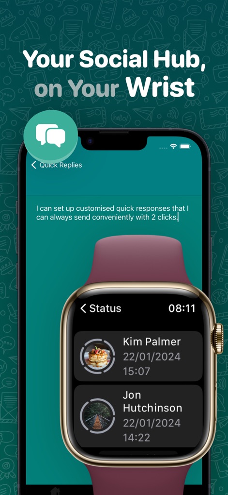 WatchChat 2: Chat on Watch - The app allows users to view friends' statuses and customize their own quick responses for efficient communication.
