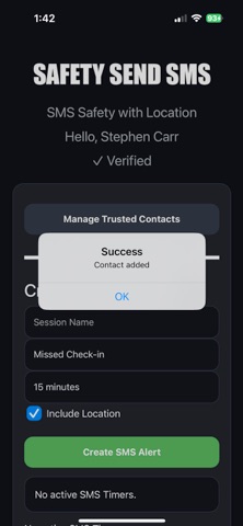 Safety Send SMS iPhone screenshot