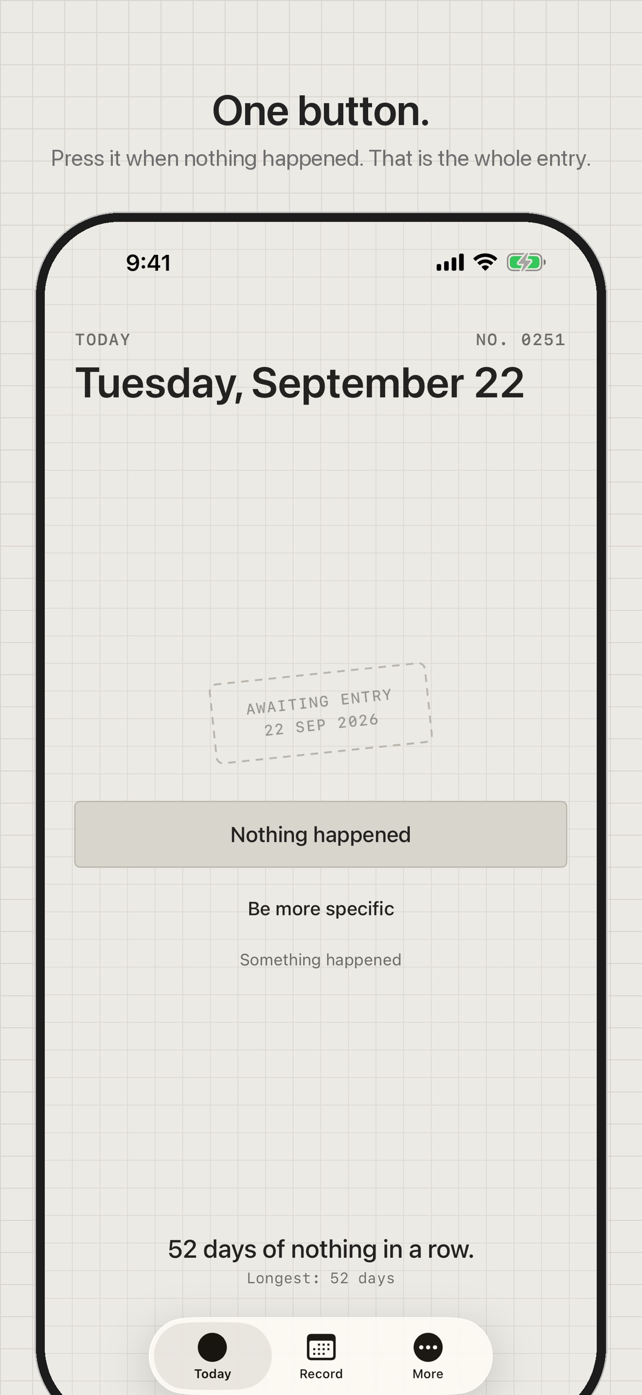 Screenshot 1 of Uneventful: Nothing Journal