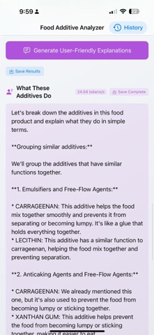 Food Additive Lens screenshot