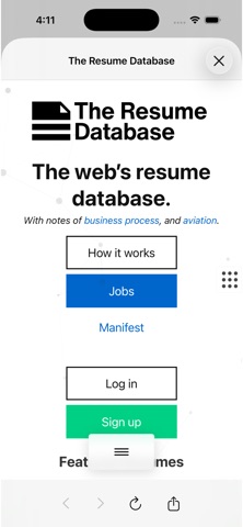 The Resume Database screenshot