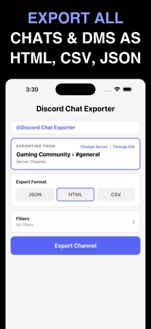 Chat Exporter for Discord iPhone screenshot