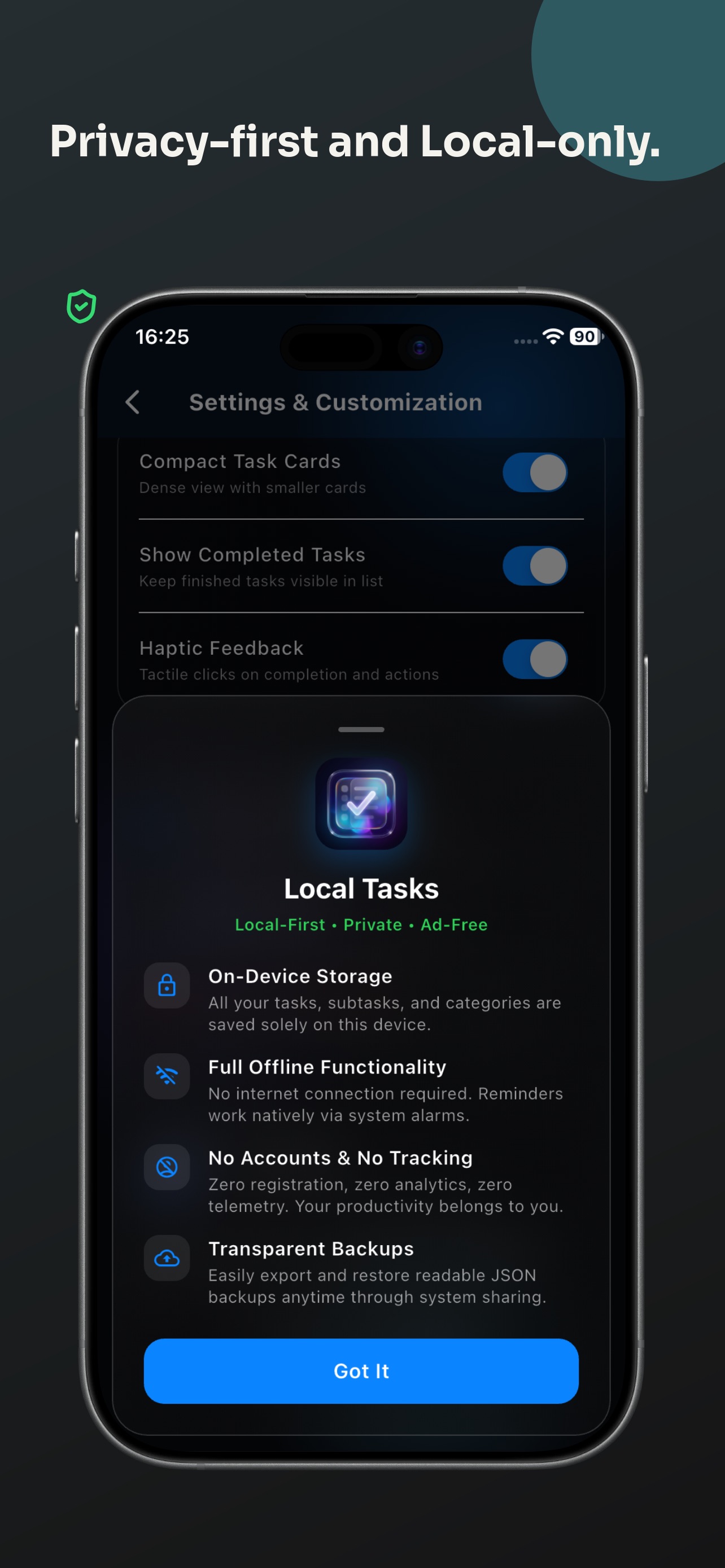 Screenshot 1 of Local Tasks - Private & Secure