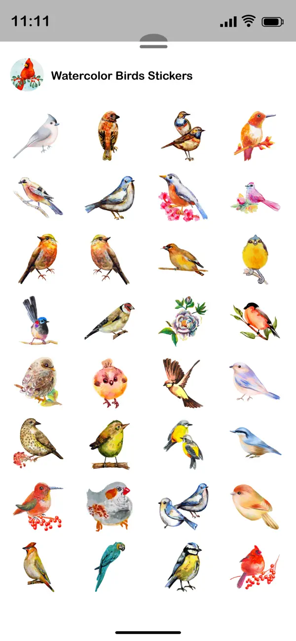 Screenshot #3 pour Watercolor Birds Stickers