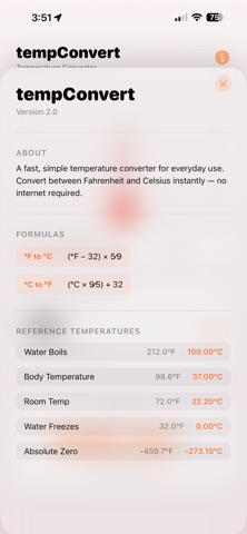 tempConvert iPhone screenshot