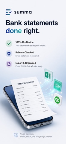 summa · Bank Statement Excel iPhone screenshot