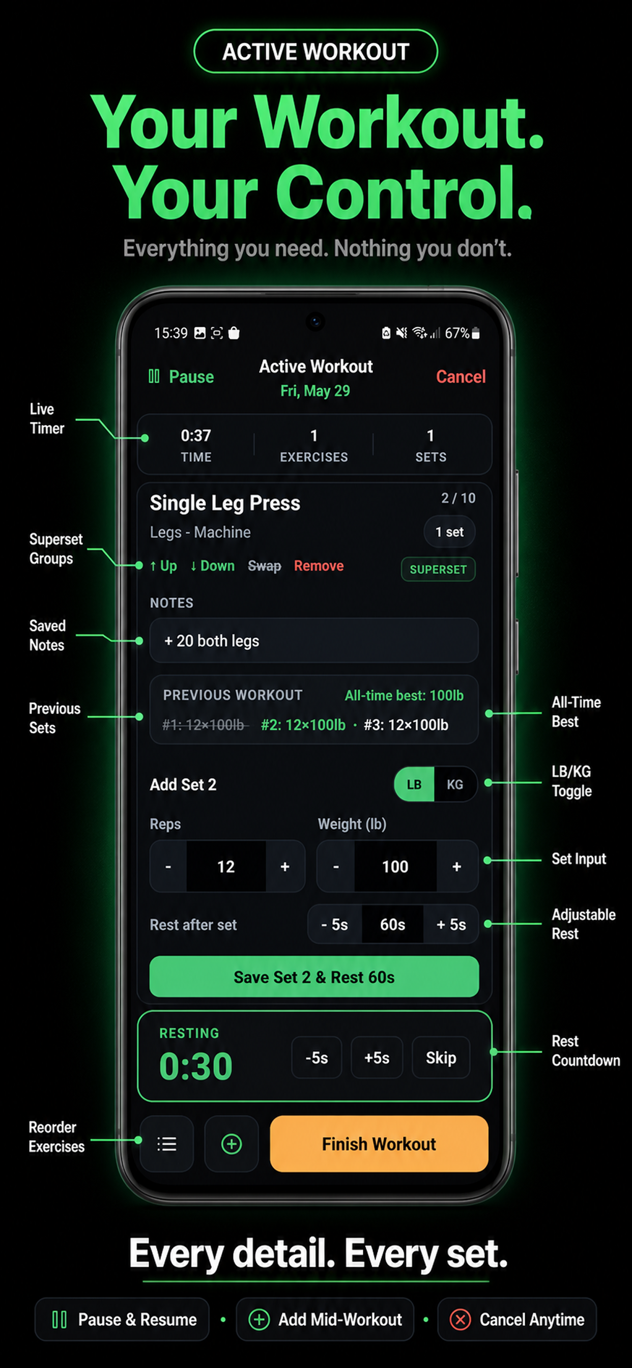 FitTrack: Gym & HIIT Log screenshot 2