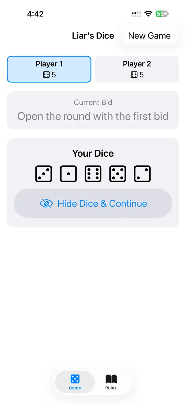 Screenshot #1 pour Liars Dice Game