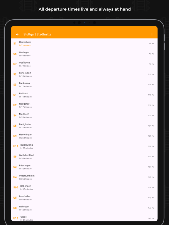 VVS Live Timetable iPad screenshot 1 - Navigation app