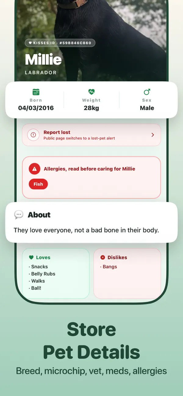 Screenshot #3 pour Kisses: Pet ID & Lost-Pet App