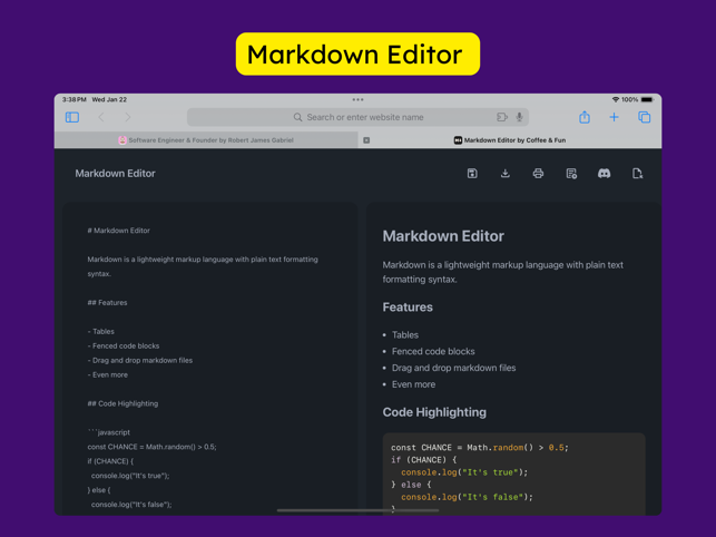 ‎Markdown Editor for Safari Screenshot