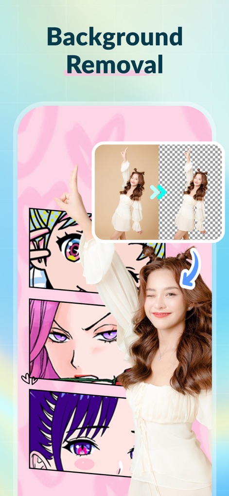 Colliz – DIY Wallpaper Craft - Esta herramienta facilita la remoción de fondos de imágenes, permitiendo a los usuarios integrar una foto personal sobre un fondo artístico con estilo de cómic.