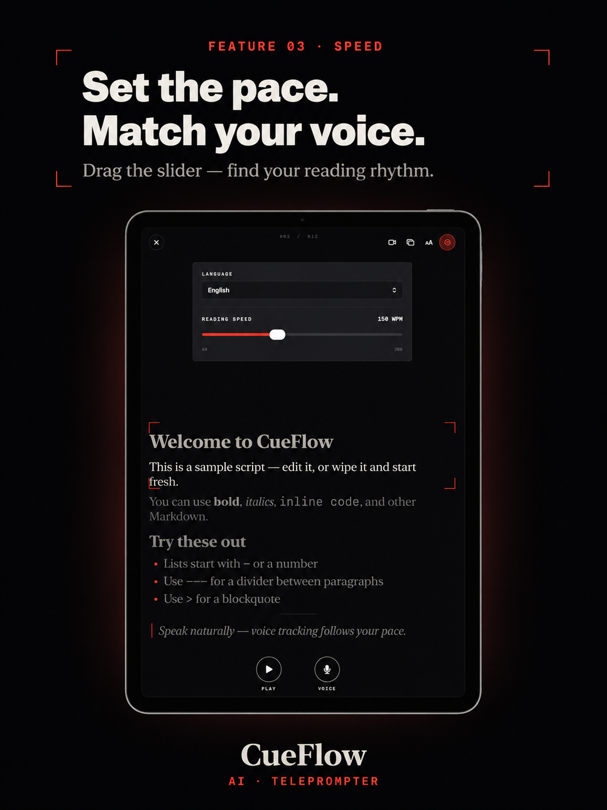 CueFlow - Voice Teleprompter
