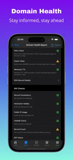 Capture d'écran de Domain Health sur iPhone 5