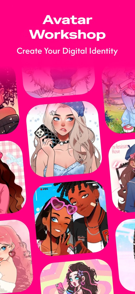 Neku: make avatar sticker - Explore the app's intuitive interface for creating custom avatars, featuring a wide array of editable components and pre-designed templates.