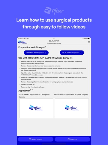 Pfizer Surgical iPad screenshot