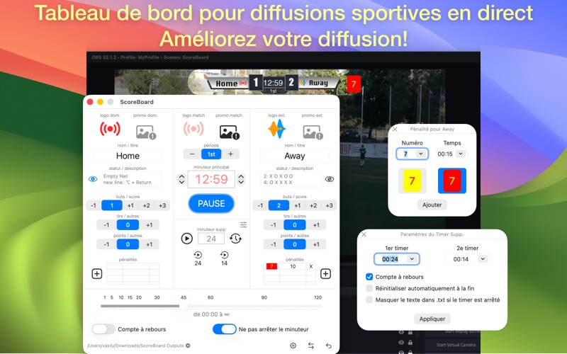 Screenshot #1 pour ScoreBoard pour OBS diffusions