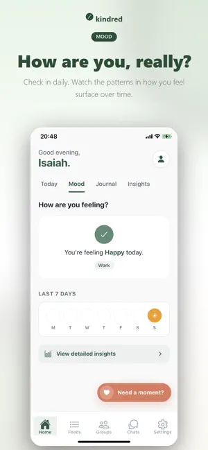Kindred: Mental Health & Mood screenshot 2