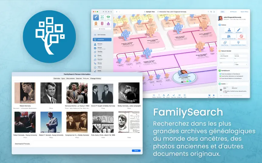 Capture d'écran de MacFamilyTree 11 sur iPhone 7