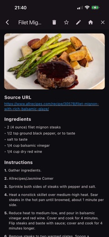 XCLLNT Pocket Recipe Organizer screenshot