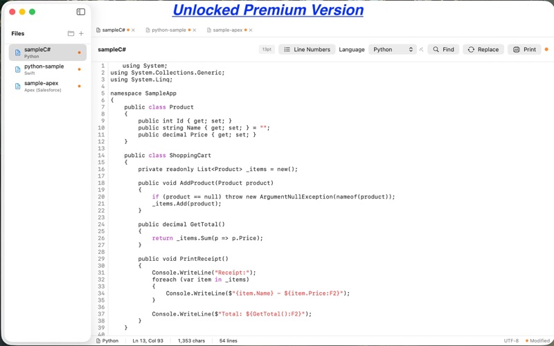 Clarity Code Edit screenshot