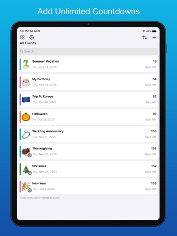 Countdown 2025 iPad screenshot