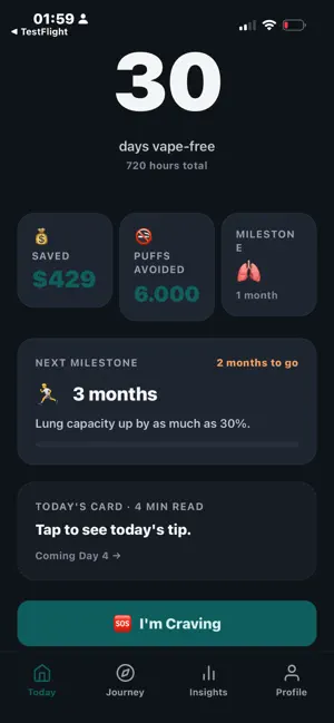 Vapeless: Quit Vaping Tracker screenshot 1