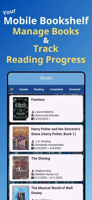 Mobile Bookshelf – Reading Log screenshot 1