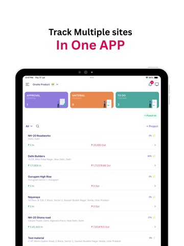 Onsite Construction App iPad screenshot