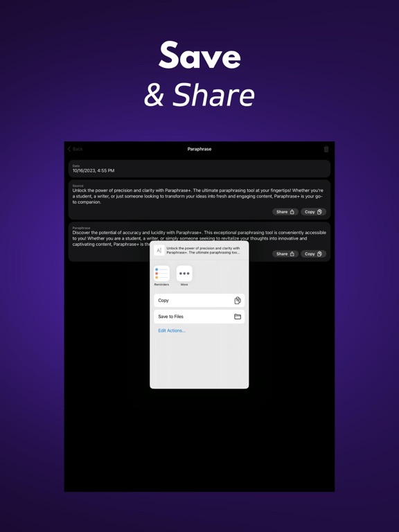 Paraphrase+ iPad screenshot 4 - Productivity app