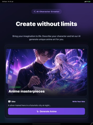 Photo to Anime AI iPad screenshot