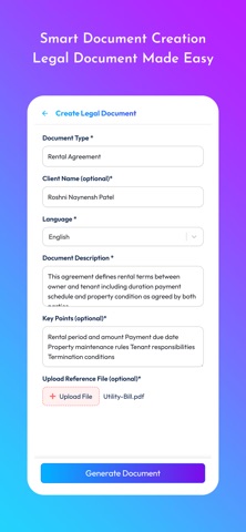 AI Legal Document Generator iPhone screenshot