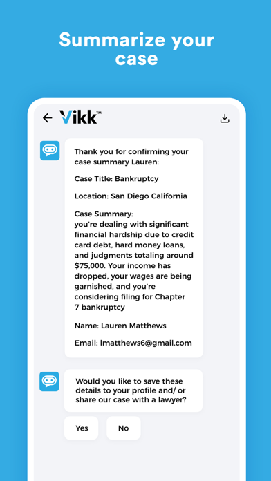 Vikk - AI Lawyer & Legal Help Screenshot