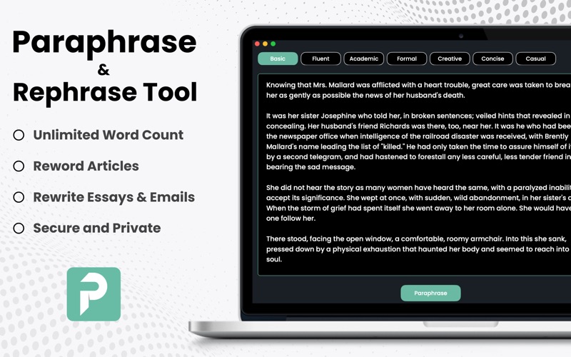 Paraphrase: AI Rewrite Tool Screenshot