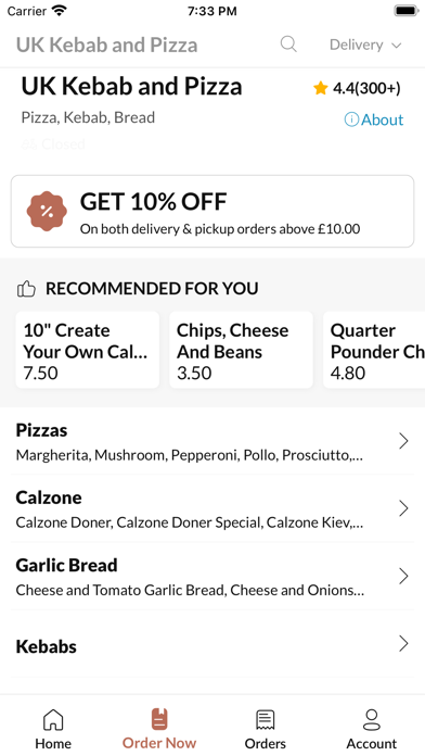 UK Kebab and Pizza. Screenshot