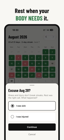 UNSKIP: Fitness Habit Tracker iPhone screenshot