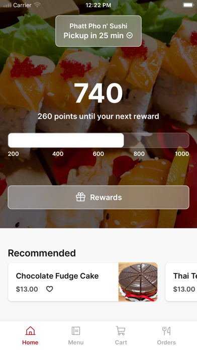 Phatt Pho n' Sushi app screenshot