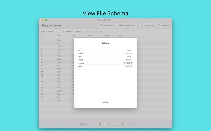 ParquetFileViewer screenshot
