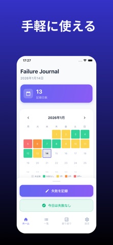 Failure Journal - 失敗を日記に記録しよう iPhone screenshot