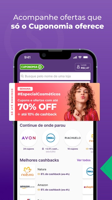 Cuponomia: Cupons e Cashback Screenshot