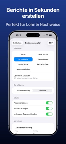 Stempeluhr: Arbeitszeit & PDF — Screenshot 3